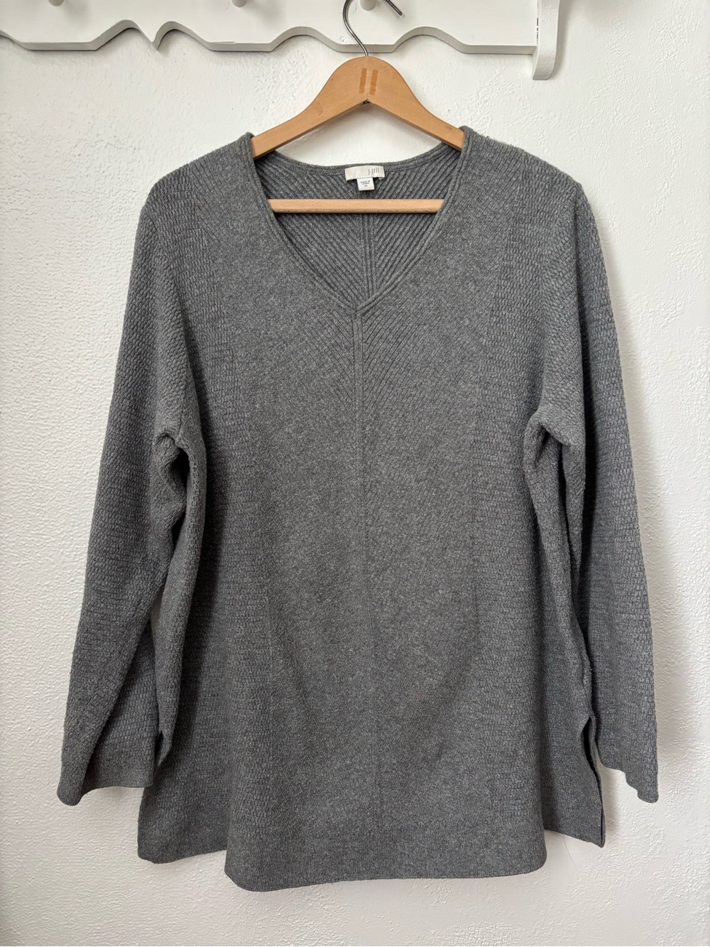 J. Jill Gray Heavy Knit Tunic Sweater Top XL Cozy Soft Minimalist Fall
